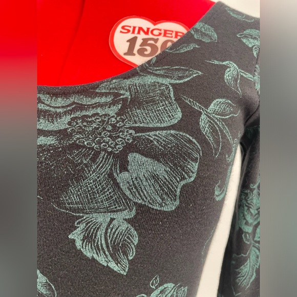 Vintage Timely Trends 3/4 Sleeve Black Floral Fit & Flare Dress - Picture 9 of 14